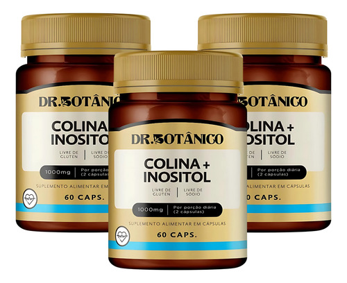 Kit 2 Un - Colina + Inositol 1000mg 60 Capsulas Dr Botanico