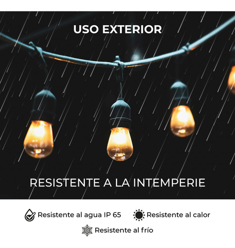 Serie De Luces 15 Focos Vintage Led Extensión 14.6m Exterior