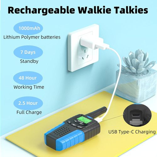Walkie Talkies Para Niños Recargables 2 Pack, 3 Millas De...