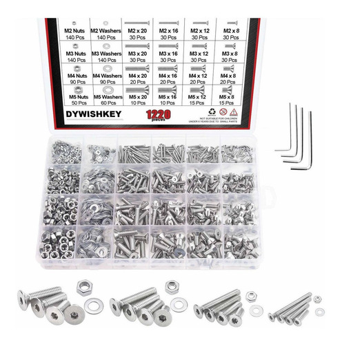 Dywishkey 1220 Piezas M2 M3 M4 M5 304 Acero Inoxidable Hexag