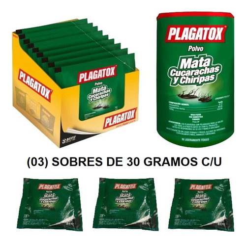 Polvo Mata Cucarachas Chiripas Plagatox Original 90 Gramos