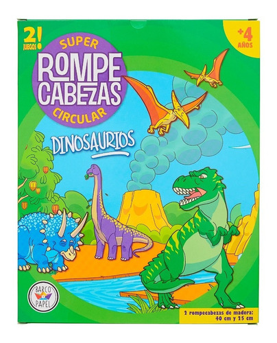 Rompecabezas Puzzle Infantil Circular De Madera Dinosaurios