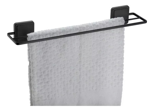 Toallero Doble 45cm Adhesivo Pared Baño Cocina Acero Negro