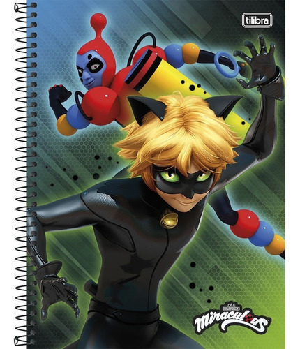 Caderno Univ 1 Matéria 80fls Cd Miraculous Cat Noir Kit C/6