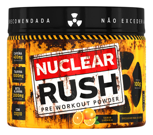 Nuclear Rush Melhor Pré Treino 2g Alanina Bodyaction Sabor Laranja