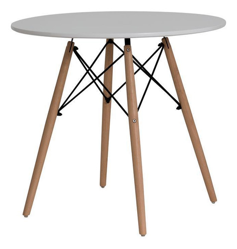 Mesa Eiffel Eames Base Madeira Branca 80cm