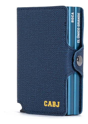 Billetera Tarjetero Card Slider Holder Kyma Doble Clubes Boca Juniors Azul Liso