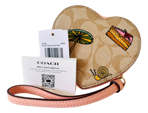 Monedero Cartera Coach -importada Usa Diseño Flores Corazón Beige