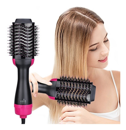 Cepillo Alisador Secador 360º Brushing Peine Anti Frizz Color Negro/rosa