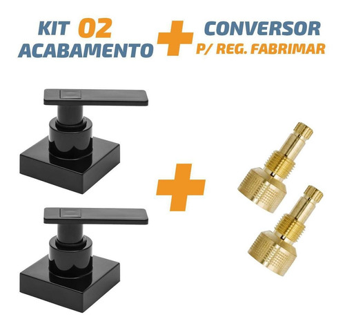 Kit 02 Acabamento C73 Preto Registro Pressão Fabrimar