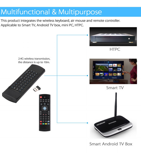 Teclado De Controle Remoto Sem Fio Mx3 Portátil 2.4g