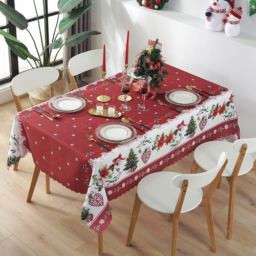 Mantel De Fiesta Reutilizable Para Navidad, Mesa Rectangular