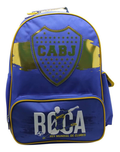 Mochila Escolar Boca Juniors Rey Mundial De Clubes Lanús Color Azul Diseño de la tela Liso