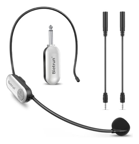 Bietrun Uhf Wireless Microphone Headset, 165ft Range, Workin