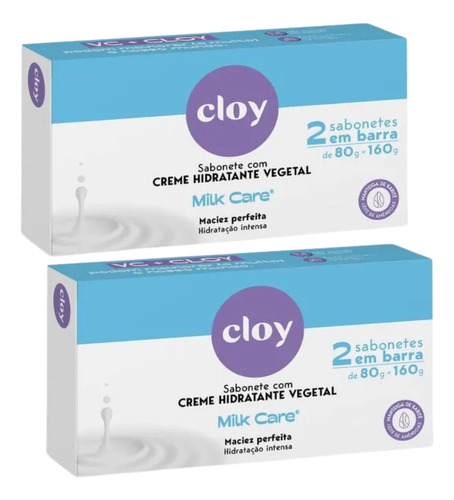 Kit C2 Sabonetes Em Barra Milk Care 2x80g Cada - Cloy