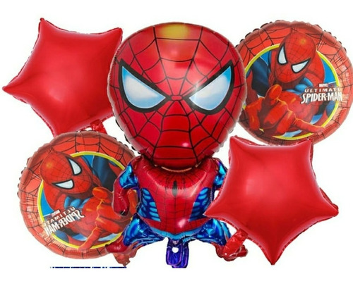 Kit 5 Globos Spider-man Gratis Cortina Metalica 1x2