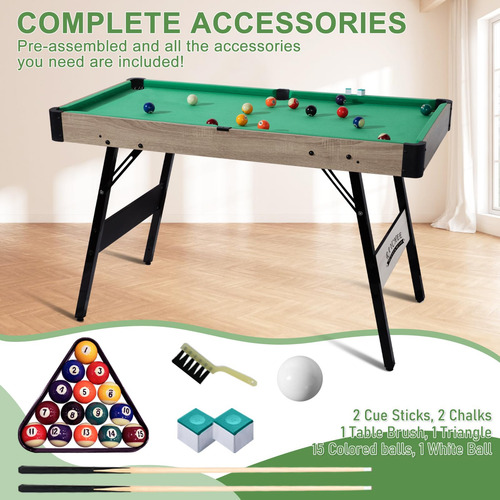 Mesa De Billar Plegable 122 Cm Portátil Para Niños Y Adultos Color Del Paño