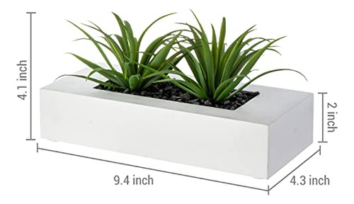Plantas Césped Artificial 25 Cm En Maceta Madera Blanca