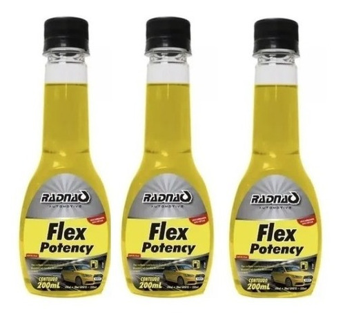 Aditivo Para Combustível Power Flex Yellow 200ml Radnaq 3 Pç