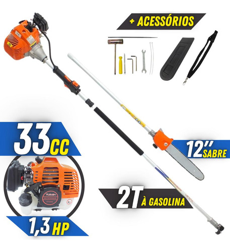 Podador De Galhos À Gasolina Com Extensor Sabre 12 33cc 2t