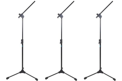 Pedestal Suporte Para Microfone Estante Girafa - Kit 03 Pçs