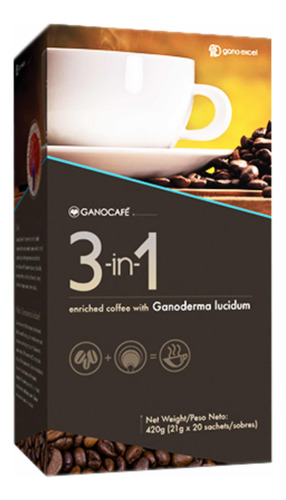 Ganoderma Lucidum Gano Excel Cafe 3en1  Una Caja (20 Sobres)