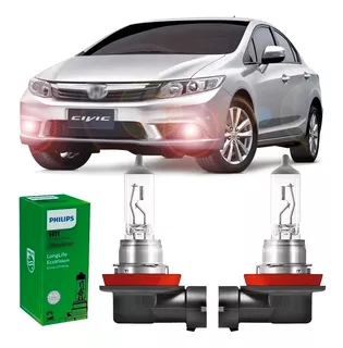 Par Lâmpada Farol Milha Civic 2012 A 2016 H11 55w Philips