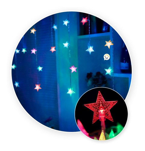 Luces Led Estrella 3m Extensión Navidad Multicolor Ze019m