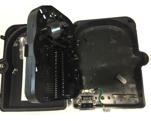 Kit C/2 Unidades Cto Caixa De Atendimento Fibra Óptica Ftth 24 Portas Preta Nf@