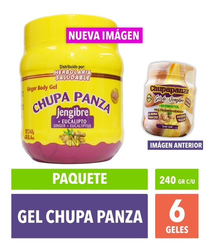 Imagen 1 de 8 de (6 Pz) Gel Chupa Panza (jengibre Y Barmintol 240gr) Original