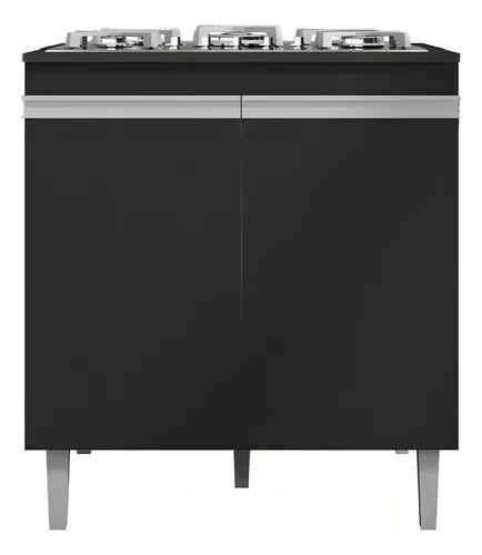 Balcão P/ Cooktop 4 Ou 5 Bocas 2 Portas Preto Andréia-ajl