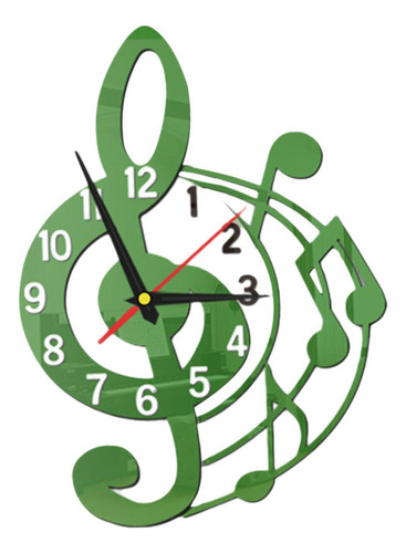 Reloj De Pared Silent Sweet Musical Diseño Verde