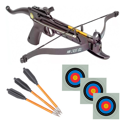 Balestra Besta Pistol Grip Cobra 80 Lbs + 3 Setas Alumínio