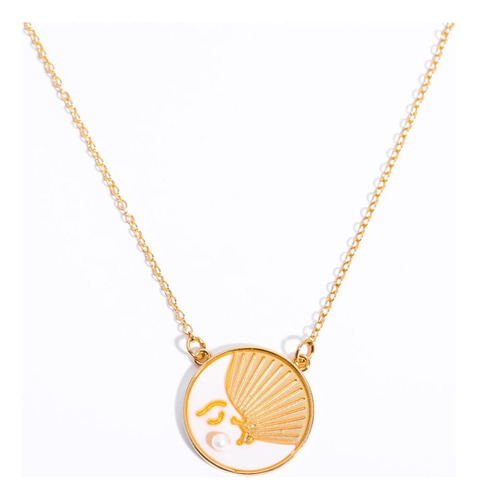 Collar De Moda Casual Con Dije Sol Luna Acero Inoxidable