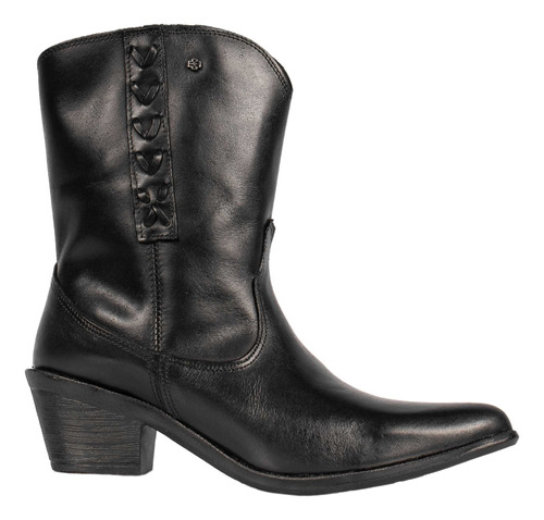 Bota Feminina Perlatto Wes001 Bota Couro Salto Ajuste Zíper