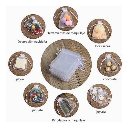 . 100 Bolsitas De Organza Blancos Liston Chicas Joyeria