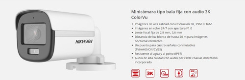 Cctv Kit Pro Hikvision 8 Cam 3k Colorvu C/mic Acusense 1tb