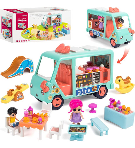 ~? Marstone Doll Camper Van Toys Para Niñas 3 4 5 6+ Años, D