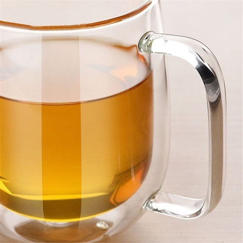 Imagen 9 de 10 de Pack 2 Tazas Doble Pared Vidrio 250ml Cafe Te Capuccino