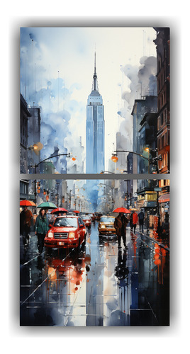 100x50cm Cuadro Decorativo Relieve Calle Times Square Manhat