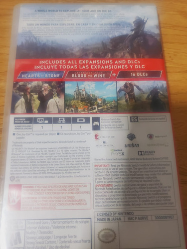 The Witcher 3 Wild Hunt Complete Ed. Switch 1 Dueño (Usado)