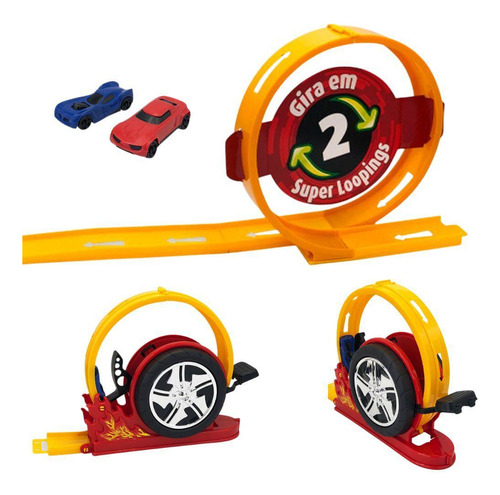 Pista Mega Speed Com Loop 360º Com Lançador + 02 Carrinhos