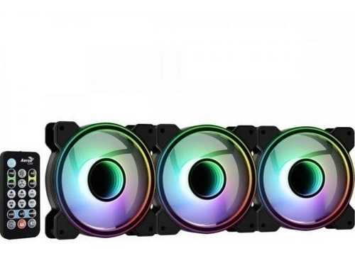 Kit 3 Cooler Fan Argb Mirage Pro Com Hub E Controle Aerocool