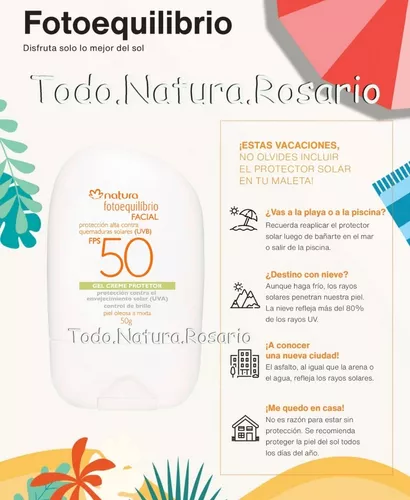Protector Solar Facial Piel Grasa Fps50 Todo Natura Rosario