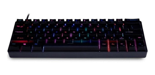 Imagem 2 de 3 de Teclado gamer Dazz MK60 QWERTY Gateron Blue inglês internacional cor preto com luz RGB