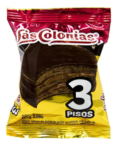 Caja Alfajor Las Colonias 3 Pisos Negro 24u X 65g