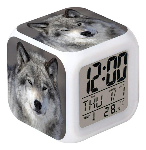 Reloj Despertador Diseño Lobo Creativo Mesa Escritorio Para