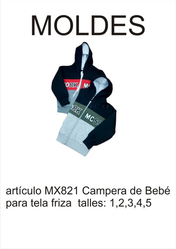 Moldes En Carton Para Campera De Bebé Par Tela Frisa 1,2,3,4,5