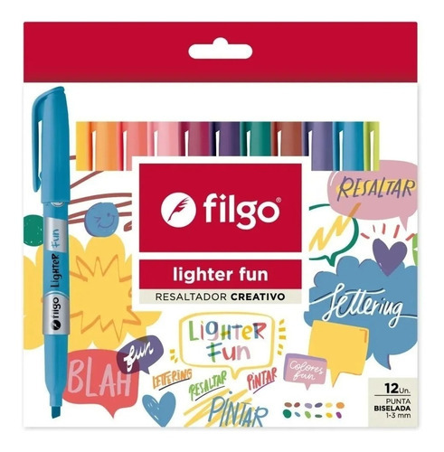 Imagen 1 de 1 de Resaltadores Filgo Lighter Fun Caja X 12 Colores
