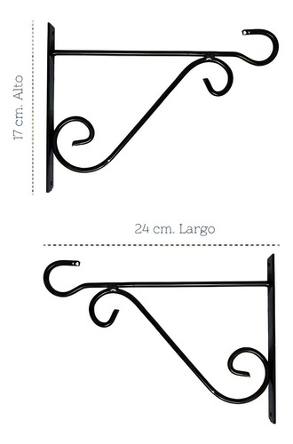 Base Soporte Para Maceta Colgante, Mensula De Hierro Forjado, Resiste Hasta 10 Kilos De Peso, Color Negro